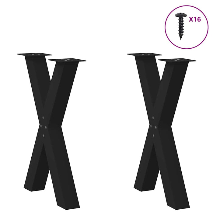 Picioare de masă în formă de X, 2 buc., negru, 50x(72-73) cm, oțel - WALTI WALTI