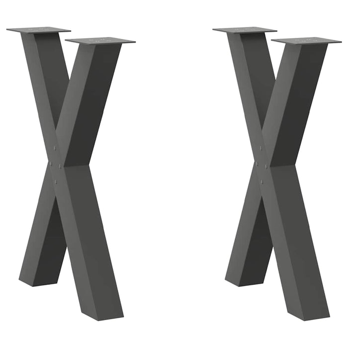 Picioare de masă în formă de X, 2 buc., antracit, 50x(72-73) cm, oțel - WALTI WALTI
