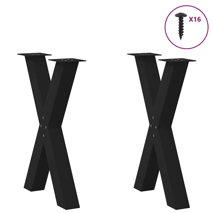 Picioare de masă în formă de X, 2 buc., negru, 60x(72-73) cm, oțel WALTI