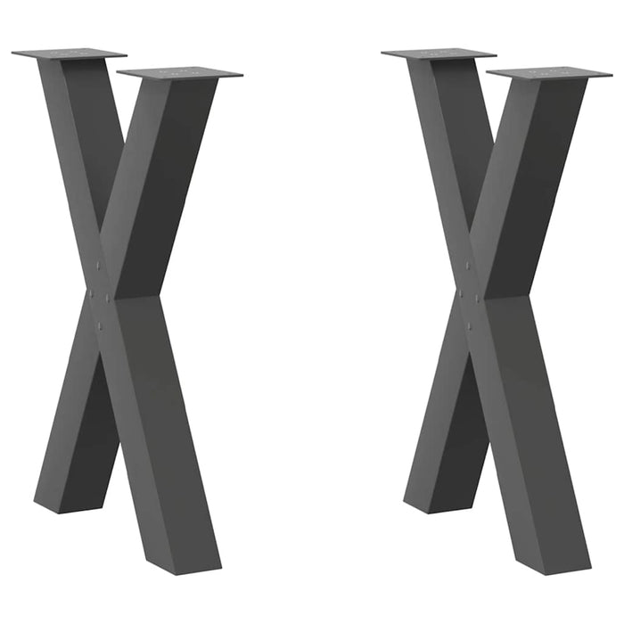 Picioare de masă în formă de X, 2 buc., antracit, 60x(72-73) cm, oțel WALTI