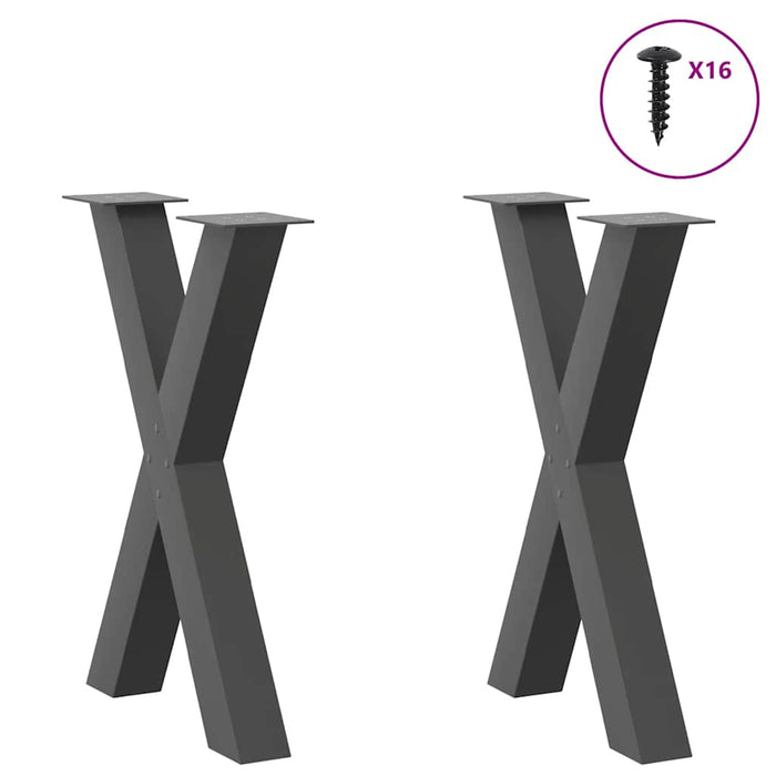 Picioare de masă în formă de X, 2 buc., antracit, 60x(72-73) cm, oțel WALTI