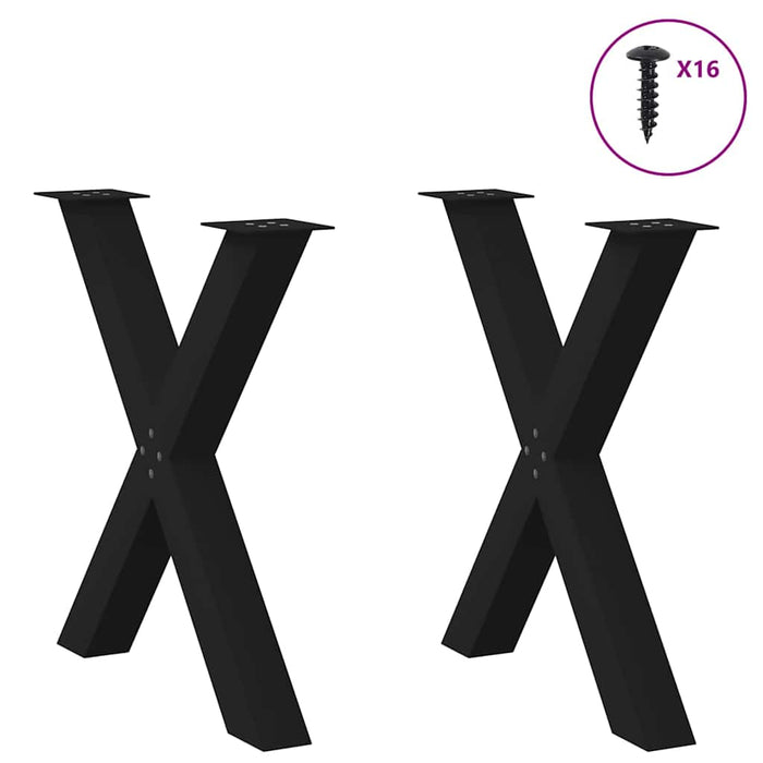 Picioare de masă în formă de X, 2 buc., negru, 70x(72-73) cm, oțel WALTI