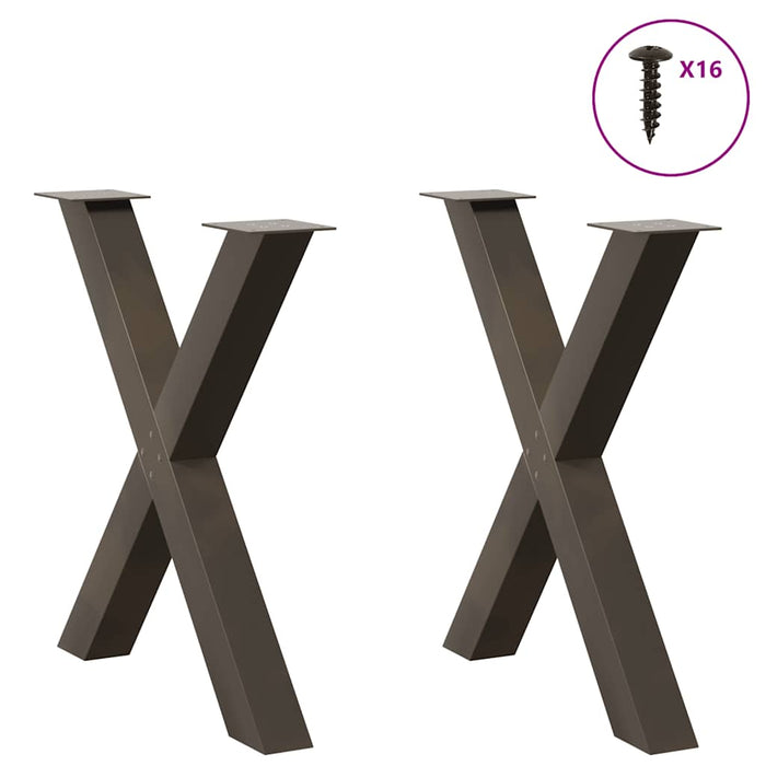 Picioare de masă în formă de X, 2 buc., oțel natural, 70x(72-73) cm WALTI