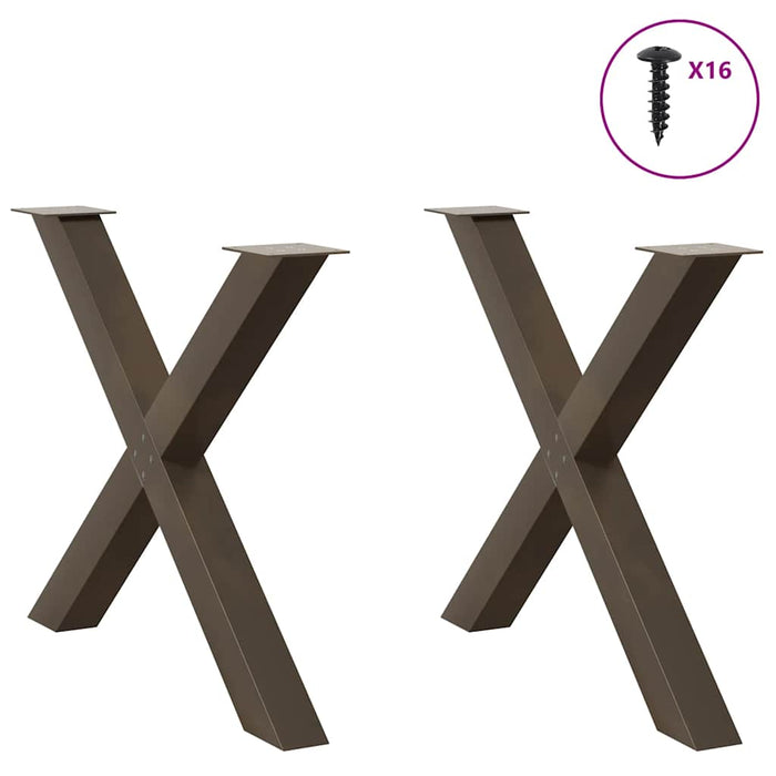 Picioare de masă în formă de X, 2 buc., oțel natural, 90x(72-73) cm WALTI
