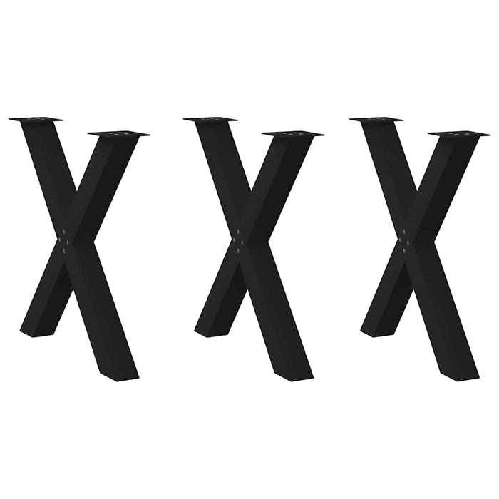 Picioare de masă în formă de X, 3 buc., negru, 70x(72-73) cm, oțel WALTI