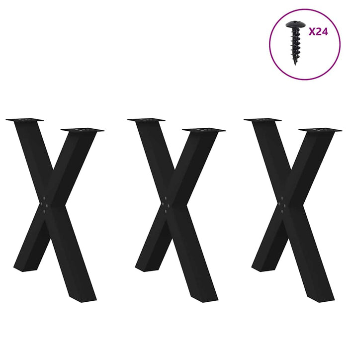 Picioare de masă în formă de X, 3 buc., negru, 70x(72-73) cm, oțel WALTI