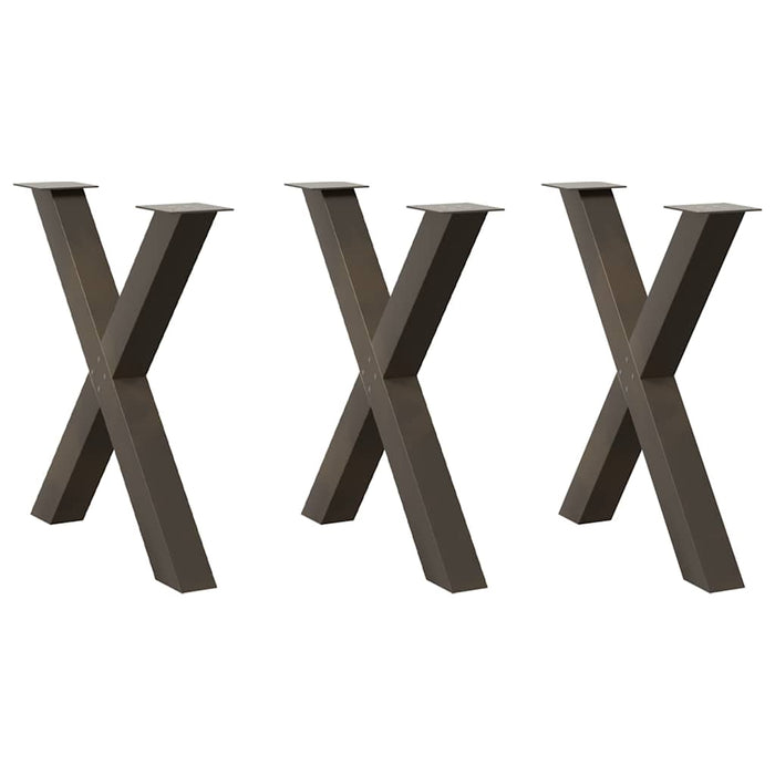 Picioare de masă în formă de X, 3 buc., oțel natural, 80x(72-73) cm WALTI