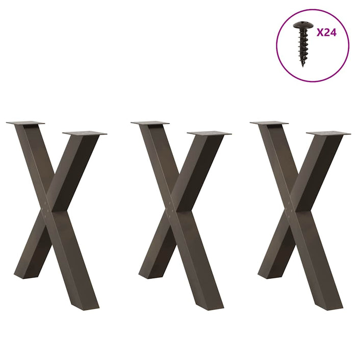 Picioare de masă în formă de X, 3 buc., oțel natural, 80x(72-73) cm WALTI