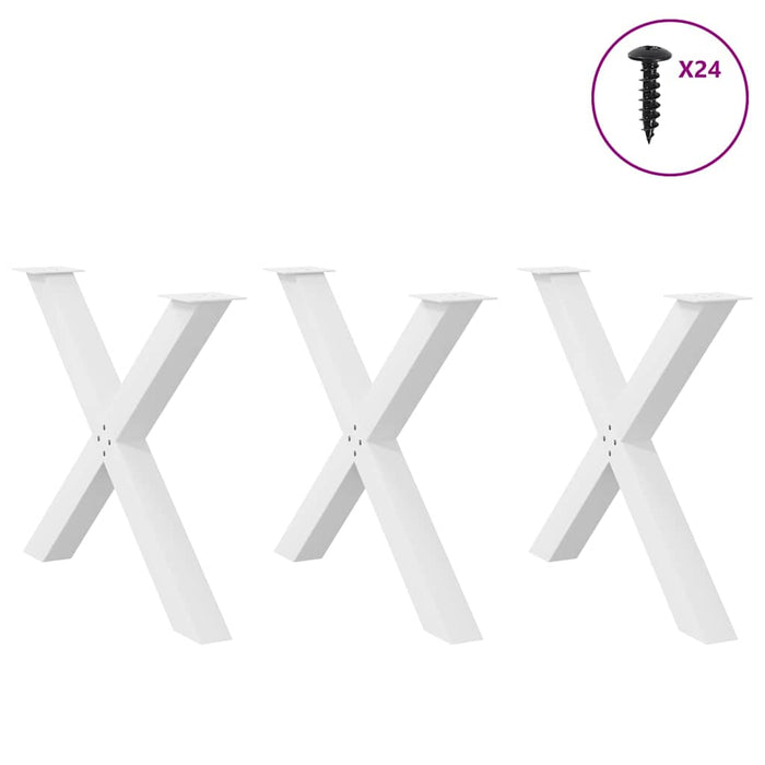 Picioare de masă în formă de X, 3 buc., alb, 90x(72-73) cm, oțel WALTI