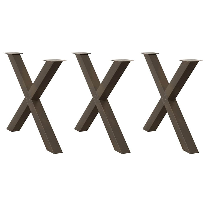 Picioare de masă în formă de X, 3 buc., oțel natural, 90x(72-73) cm WALTI