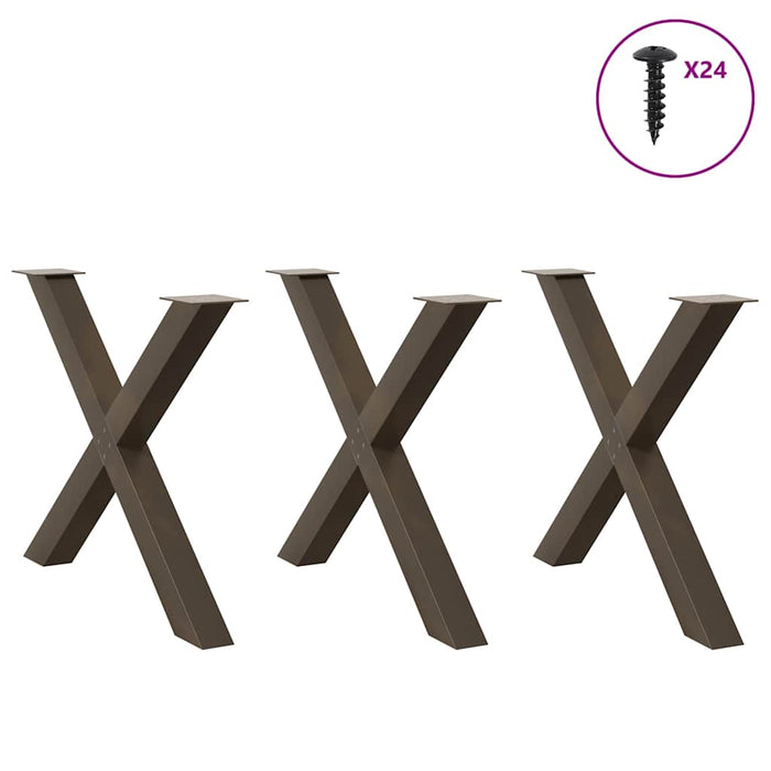 Picioare de masă în formă de X, 3 buc., oțel natural, 90x(72-73) cm WALTI