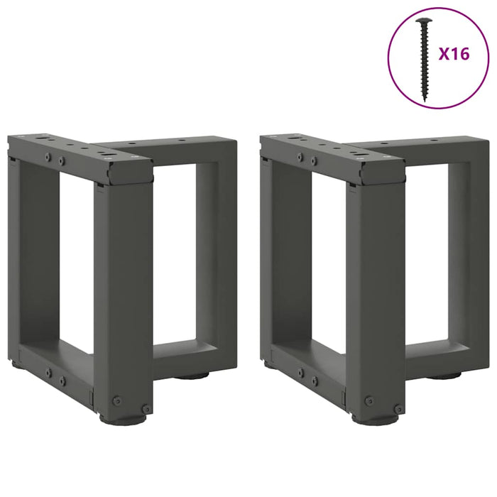 Picioare pentru măsuță de cafea în formă de T, 2 buc., antracit, 30x25x(30-31) cm, oțel WALTI