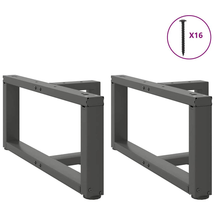Picioare pentru măsuță de cafea în formă de T, 2 buc., antracit, 60x25x(30-31) cm, oțel WALTI