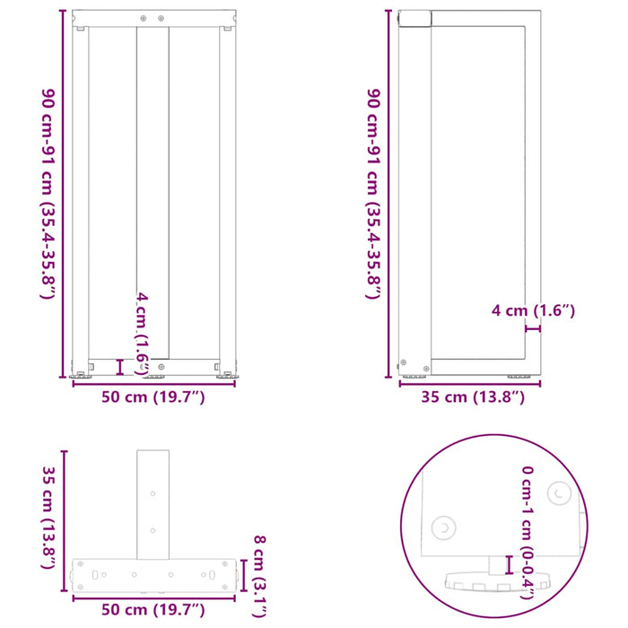 Picioare de masă de bar în formă de T, 2 buc., antracit, 50x35x(90-91) cm, oțel - WALTI WALTI