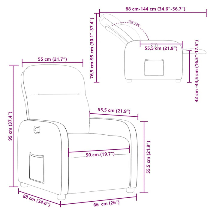 Fotoliu rabatabil, gri deschis, material textil - WALTI WALTI