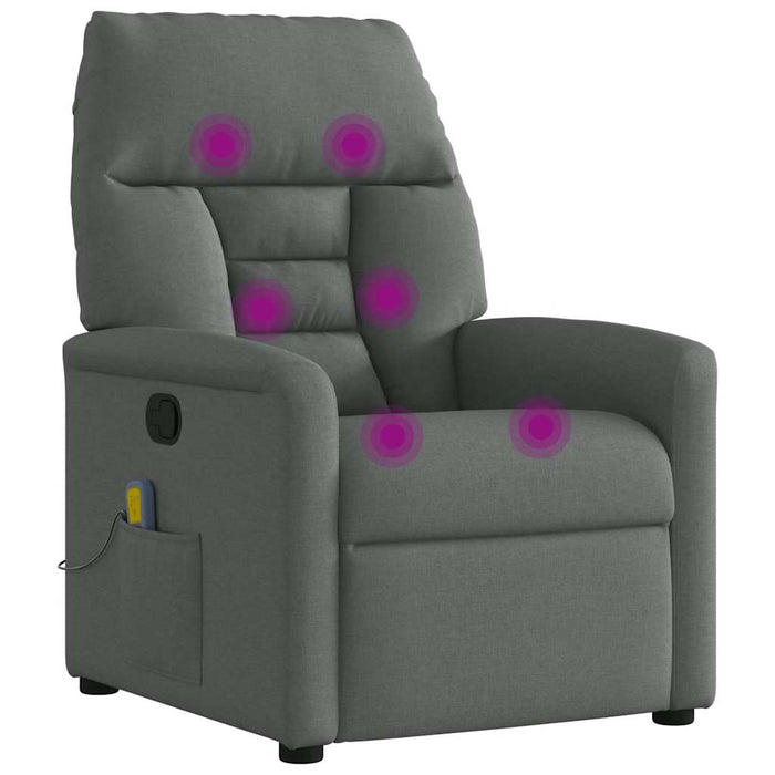 Fotoliu reclinabil cu masaj, gri închis, material textil - WALTI WALTI