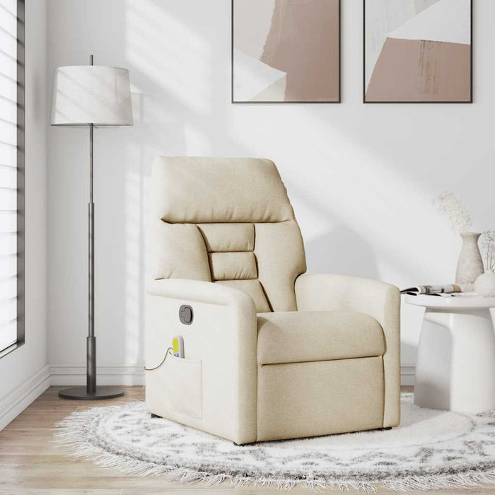 Fotoliu rabatabil de masaj, crem, material textil - WALTI WALTI