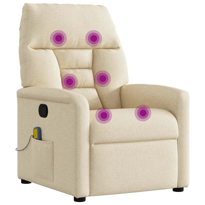 Fotoliu rabatabil de masaj, crem, material textil - WALTI WALTI