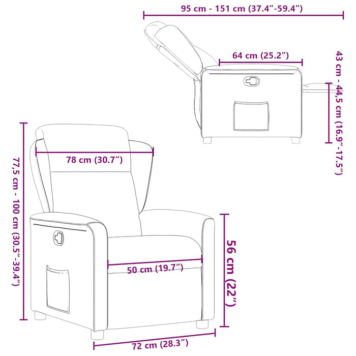 Fotoliu rabatabil, gri deschis, material textil - WALTI WALTI