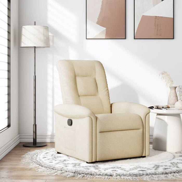 Fotoliu rabatabil, crem, material textil WALTI