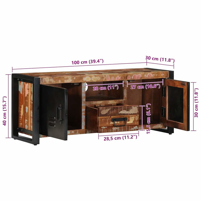 Dulap TV 100x30x40 cm lemn masiv recuperat - WALTI WALTI
