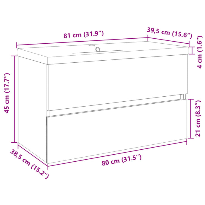Set mobilier de baie, 2 piese, ceramică și lemn prelucrat WALTI