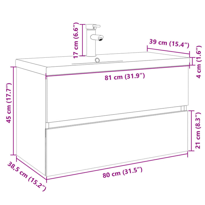 Set mobilier de baie, 2 piese, ceramică și lemn prelucrat WALTI
