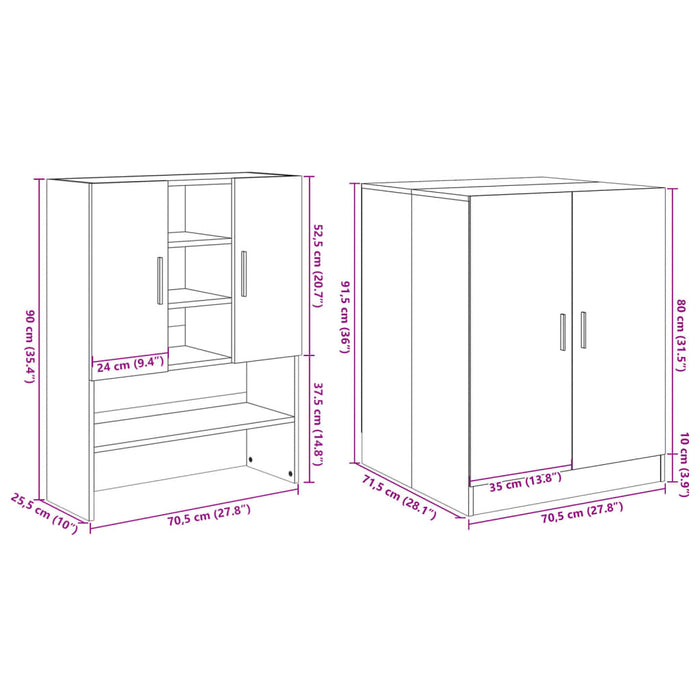 Dulapuri mașină spălat rufe 2 buc. stejar sonoma lemn prelucrat - WALTI WALTI