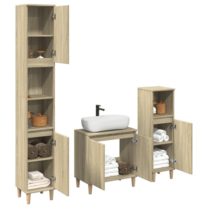 Set mobilier de baie, 3 piese, stejar sonoma, lemn prelucrat - WALTI WALTI