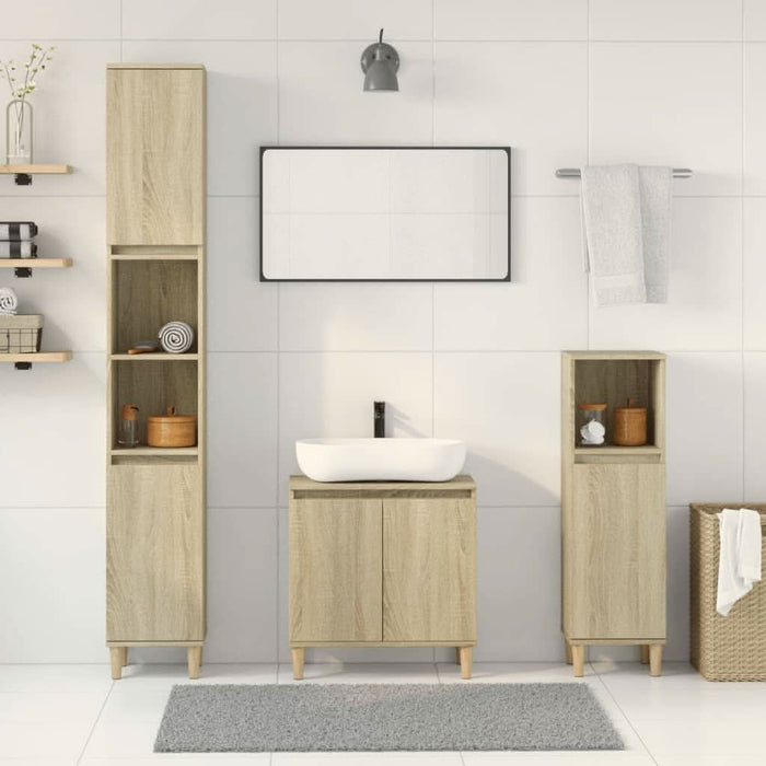 Set mobilier de baie, 3 piese, stejar sonoma, lemn prelucrat - WALTI WALTI