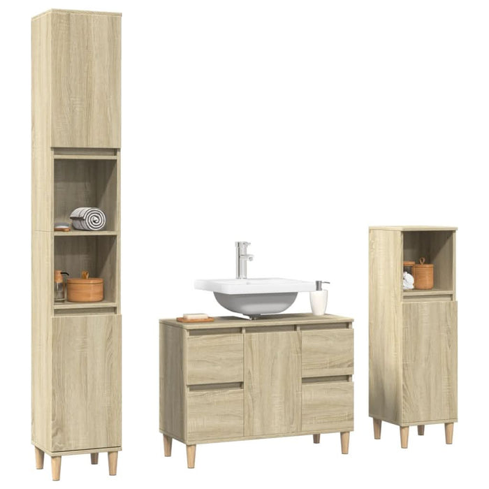 Set mobilier de baie, 3 piese, stejar sonoma, lemn prelucrat - WALTI WALTI