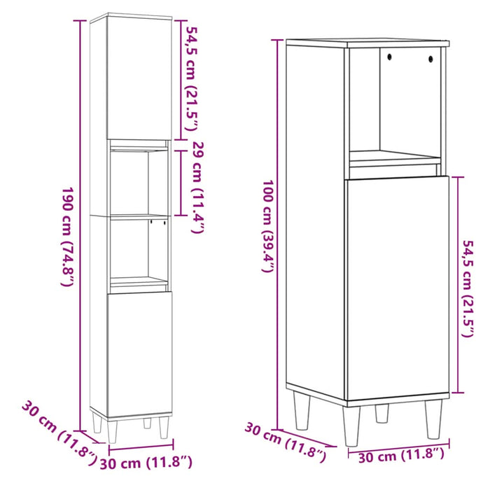 Set mobilier de baie, 3 piese, stejar sonoma, lemn prelucrat - WALTI WALTI
