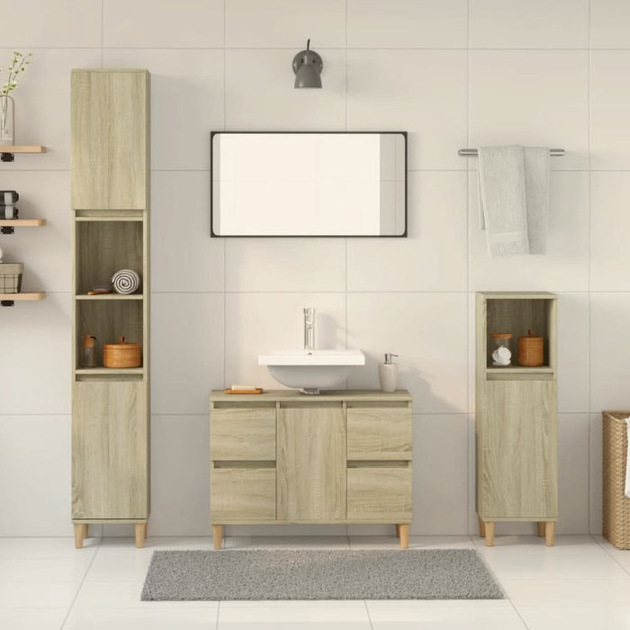 Set mobilier de baie, 3 piese, stejar sonoma, lemn prelucrat - WALTI WALTI