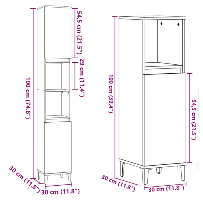 Set mobilier de baie, 3 piese, stejar sonoma, lemn prelucrat - WALTI WALTI
