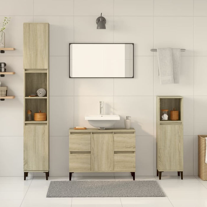 Set mobilier de baie, 3 piese, stejar sonoma, lemn prelucrat - WALTI WALTI