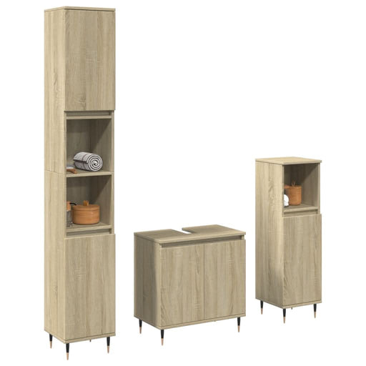 Set mobilier de baie, 3 piese, stejar sonoma, lemn prelucrat - WALTI WALTI
