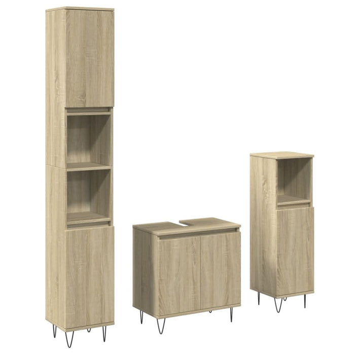 Set mobilier de baie, 3 piese, stejar sonoma, lemn prelucrat - WALTI WALTI