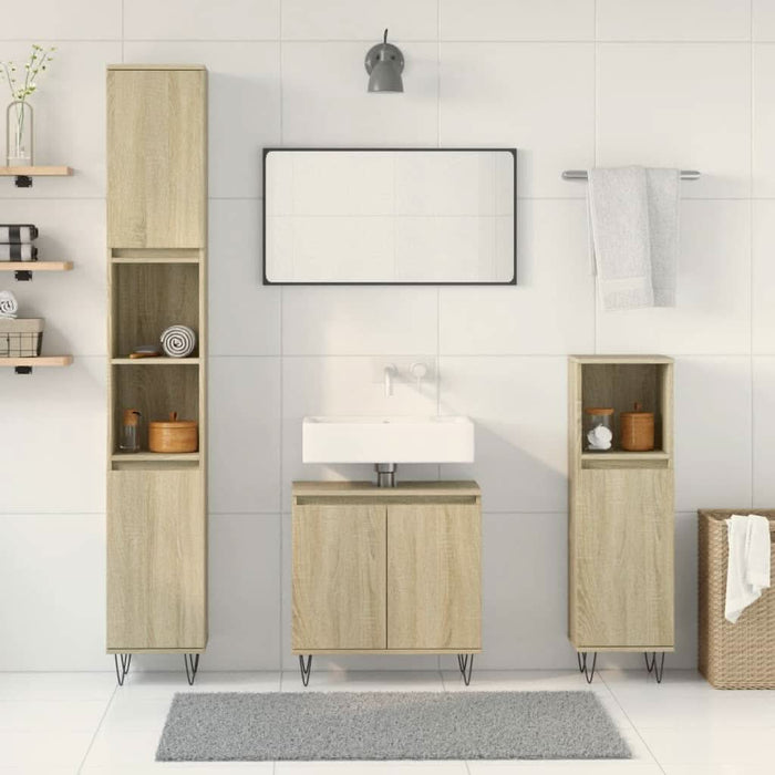 Set mobilier de baie, 3 piese, stejar sonoma, lemn prelucrat - WALTI WALTI