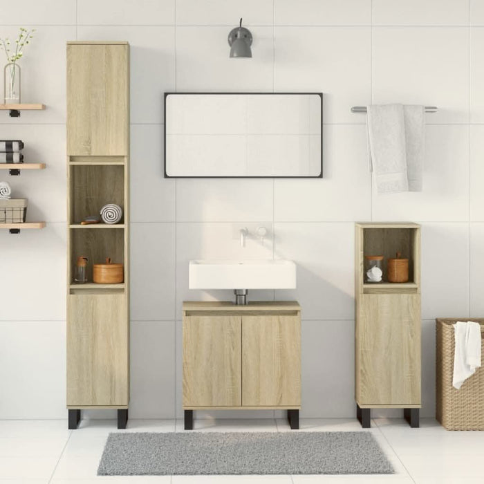 Set mobilier de baie, 3 piese, stejar sonoma, lemn prelucrat - WALTI WALTI