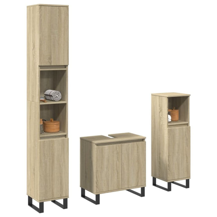 Set mobilier de baie, 3 piese, stejar sonoma, lemn prelucrat - WALTI WALTI
