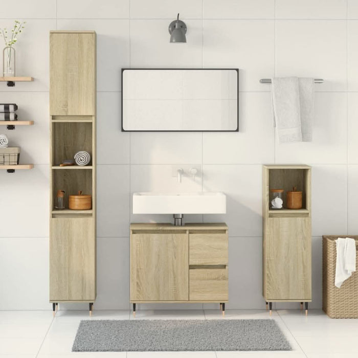 Set mobilier de baie, 3 piese, stejar sonoma, lemn prelucrat - WALTI WALTI