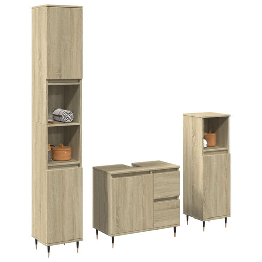 Set mobilier de baie, 3 piese, stejar sonoma, lemn prelucrat - WALTI WALTI
