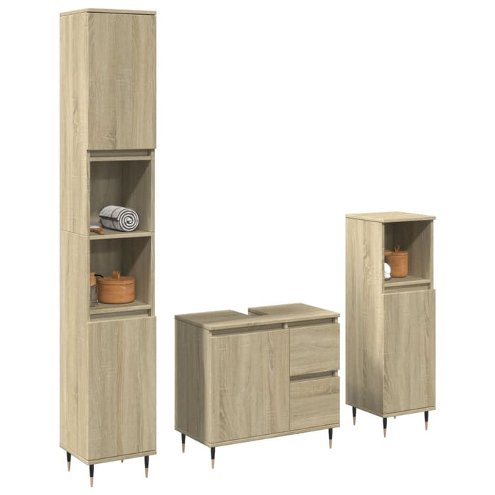 Set mobilier de baie, 3 piese, stejar sonoma, lemn prelucrat - WALTI WALTI