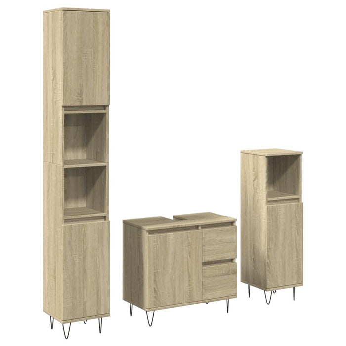 Set mobilier de baie, 3 piese, stejar sonoma, lemn prelucrat - WALTI WALTI
