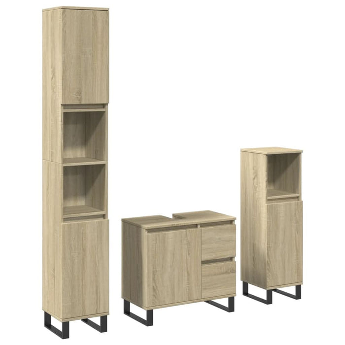 Set mobilier de baie, 3 piese, stejar sonoma, lemn prelucrat - WALTI WALTI