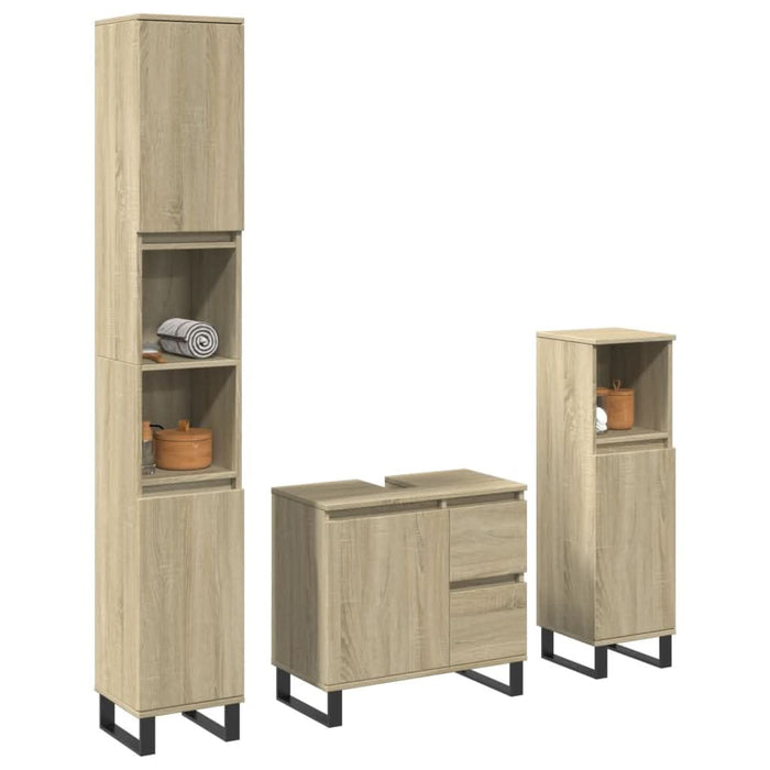 Set mobilier de baie, 3 piese, stejar sonoma, lemn prelucrat - WALTI WALTI