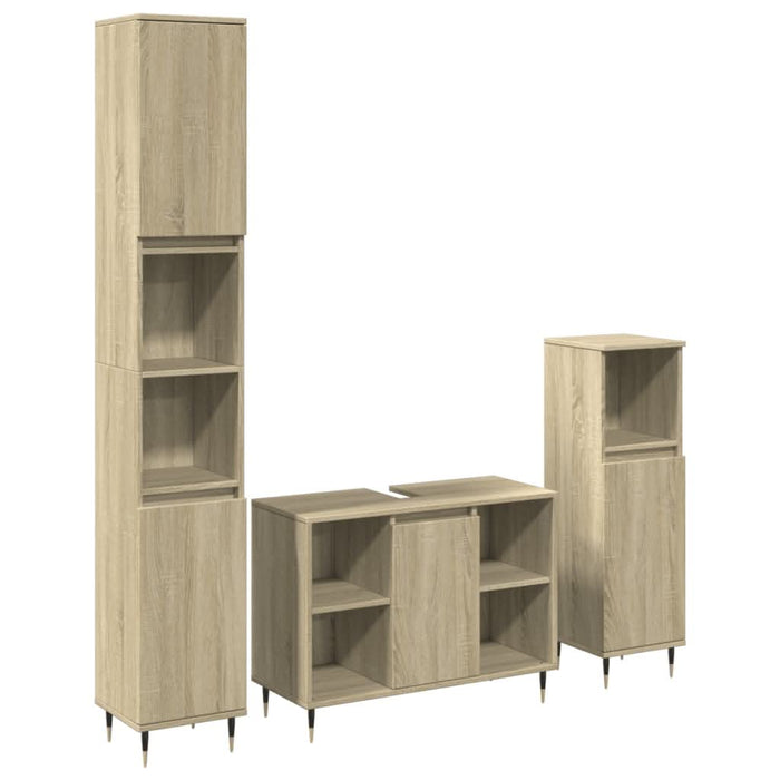 Set mobilier de baie, 3 piese, stejar sonoma, lemn prelucrat - WALTI WALTI