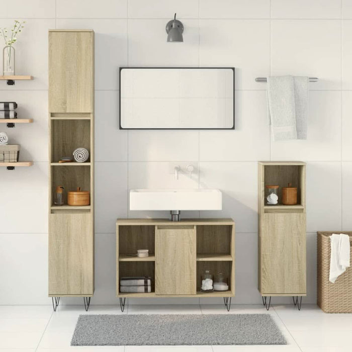 Set mobilier de baie, 3 piese, stejar sonoma, lemn prelucrat - WALTI WALTI