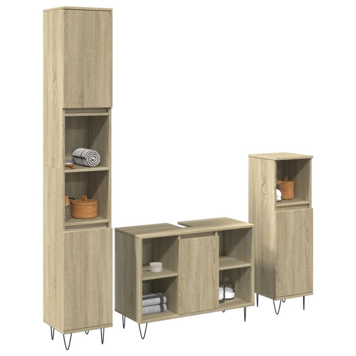 Set mobilier de baie, 3 piese, stejar sonoma, lemn prelucrat - WALTI WALTI