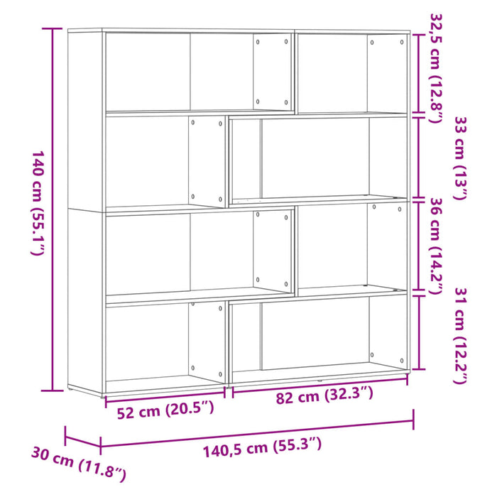 Bibliotecă de colț cu 4 niveluri stejar sonoma 85x85x140cm lemn - WALTI WALTI